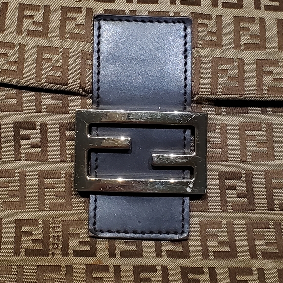 Fendi Zucchino Mama vintage canvas shoulder bag- brown/beige gold hardware - Picture 3 of 13